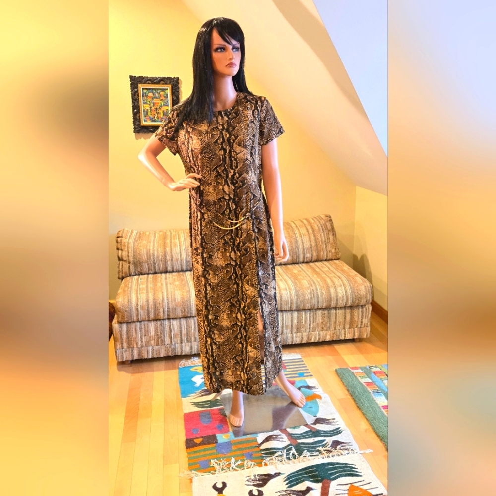 Snakeskin Short Sleeve Maxi Dress
